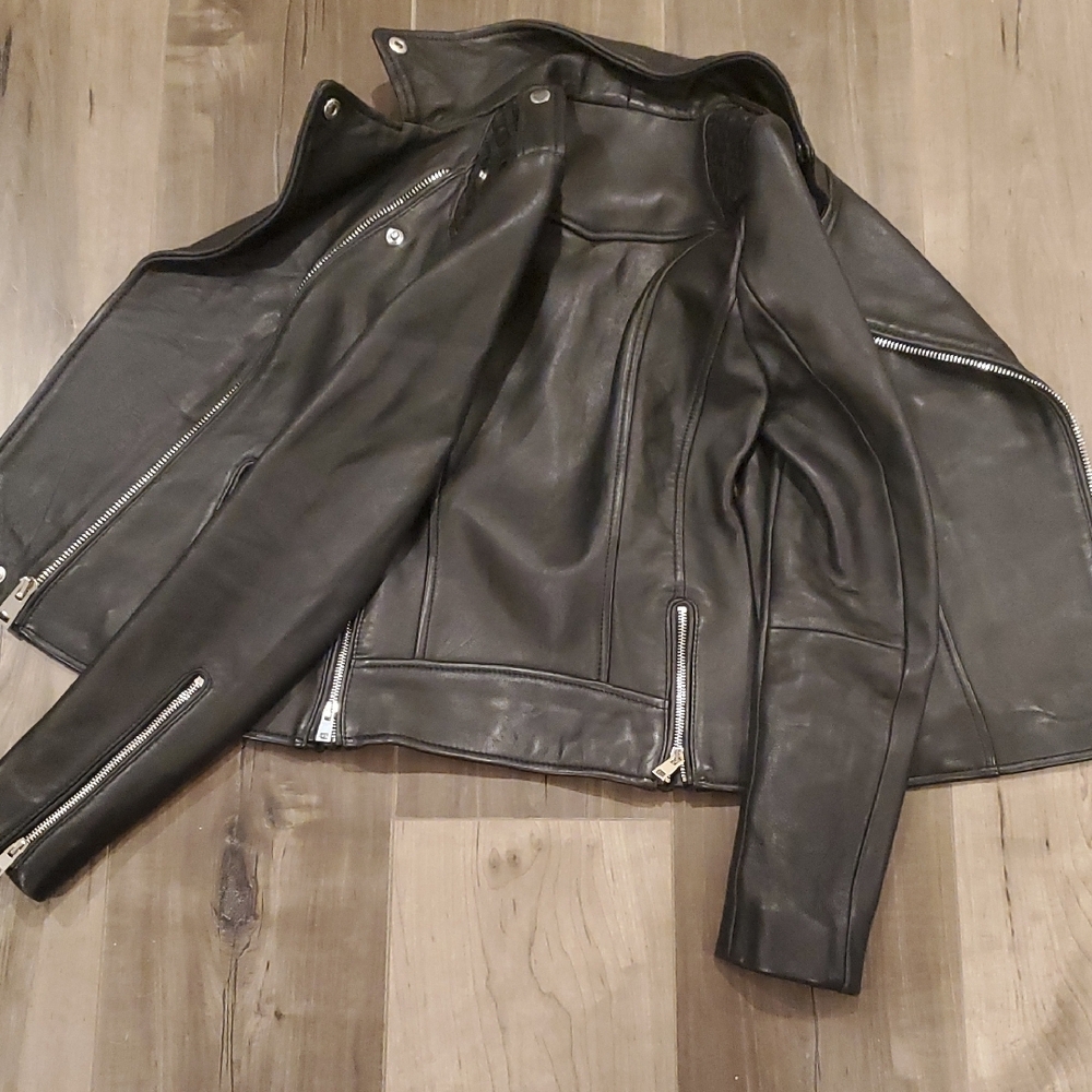 Maje Sleek Black Leather Jacket - Picture 8 of 11